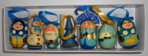 Christmas décor in blue 7-set   Babushka Matryoshka nesting Doll  Babooshki Babushkas BOX SET