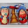 Christmas décor in red blue 7-set   Babushka Matryoshka nesting Doll  Babooshki Babushkas BOX SET