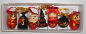 Christmas décor in red/gold/black 7-set   Babushka Matryoshka nesting Doll  Babooshki Babushkas BOX SET