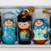 Christmas décor blue with black caps 7-set nesting Doll Babooshki s BOX SET