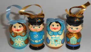 Christmas décor blue with black caps 7-set nesting Doll Babooshki s BOX SET