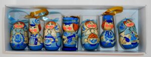 Christmas décor Gzhel blue/white 7-set   Babushka Matryoshka nesting Doll  Babooshki Babushkas BOX SET