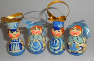 Christmas décor Gzhel blue/white 7-set nesting Doll Babooshki s BOX SET