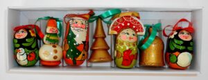 Christmas décor orange/gold 7-set   Babushka Matryoshka nesting Doll  Babooshki Babushkas BOX SET