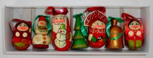 Christmas décor red w/Santa and Snowman 7-set   Babushka Matryoshka nesting Doll  Babooshki Babushkas BOX SET
