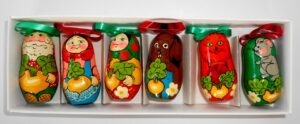 Christmas décor Turnip fairy tale 6-set   Babushka Matryoshka nesting Doll  Babooshki Babushkas BOX SET