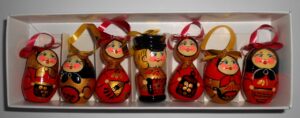 Christmas décor Khokhloma black/red 7-set   Babushka Matryoshka nesting Doll  Babooshki Babushkas BOX SET