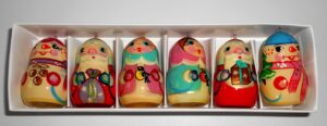 Christmas décor Santa-Snowman-Snowmaiden 6-set   Babushka Matryoshka nesting Doll  Babooshki Babushkas BOX SET