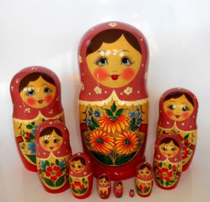 GIANT Semenov pink scarf 10-set giant Babushka Matryoshka nesting Doll Babooshki Babushkas Classic Village Traditional