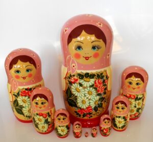 GIANT Semenov pink scarf and daisies 10-set Babushka giant Babushka Matryoshka nesting Doll Babooshki Babushkas Classic Village Traditional