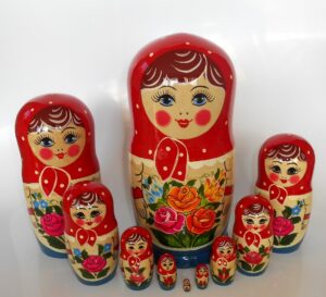 GIANT Semenov red scarf 10-set Babushka giant Babushka Matryoshka nesting Doll Babooshki Babushkas Classic Village Traditional