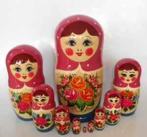 GIANT Semenov pink scarf and roses 10-set Babushka giant Babushka Matryoshka nesting Doll Babooshki Babushkas Classic Village Traditional