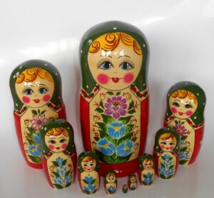 GIANT Semenov green scarf and roses 10-set Babushka giant Babushka Matryoshka nesting Doll Babooshki Babushkas Classic Village Traditional