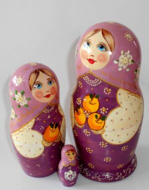 Autumn Apples purple scarf nesting Doll Babooshki s Classic Village Traditional