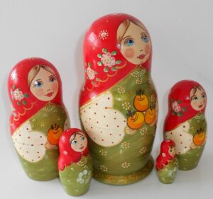 Autumn Apples red scarf nesting Doll Babooshki s nesting Doll Babooshki s Classic Village Traditional
