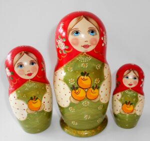 Autumn Apples red scarf nesting Doll Babooshki s nesting Doll Babooshki s Classic Village Traditional