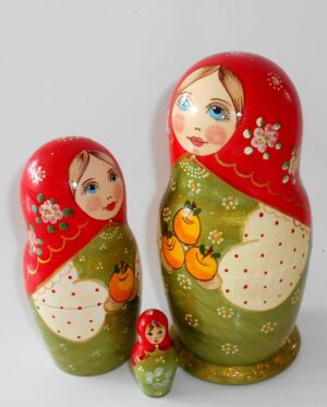 Autumn Apples red scarf nesting Doll Babooshki s nesting Doll Babooshki s Classic Village Traditional