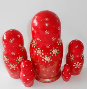 Lace Handkerchief red scarf nesting Doll Babooshki s Classic Village Traditional