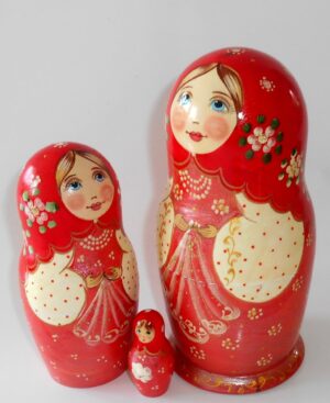 Lace Handkerchief red scarf nesting Doll Babooshki s Classic Village Traditional