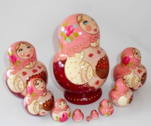 Girl with berries basket 10-set nesting Doll Babooshki s Classic Village Traditional