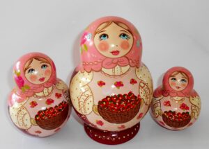 Girl with berries basket 10-set nesting Doll Babooshki s Classic Village Traditional