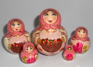 Girl with berries basket 10-set nesting Doll Babooshki s Classic Village Traditional