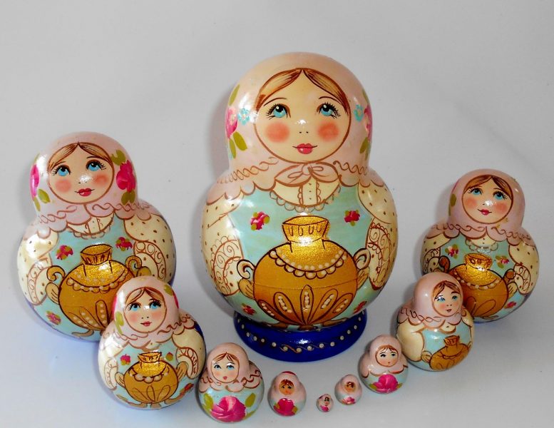 Girl With Gold Samovar 10-set Babushka Matryoshka Nesting Doll ...