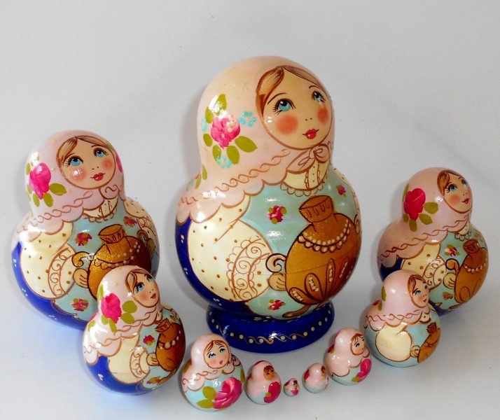 Girl With Gold Samovar 10-set Babushka Matryoshka Nesting Doll ...