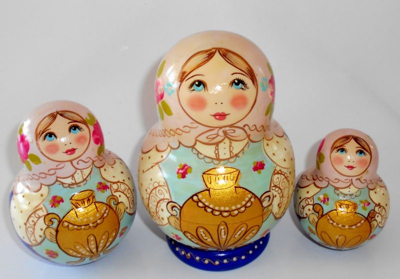 Girl With Gold Samovar 10-set Babushka Matryoshka Nesting Doll ...