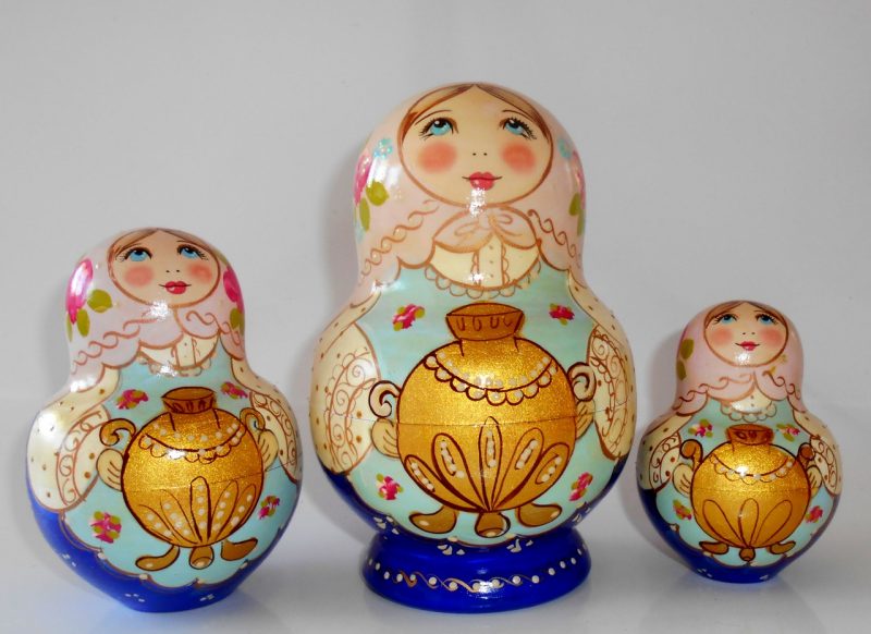 Girl With Gold Samovar 10-set Babushka Matryoshka Nesting Doll ...