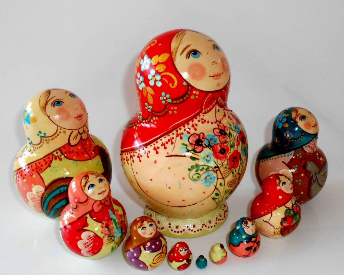 Girl With Flowers, Cat And Rooster 10-set Babushka Matryoshka Nesting ...