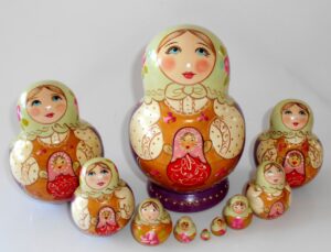 Village Girl with babushka 10-set Babushka Matryoshka nesting Doll Babooshki Babushkas Classic Village Traditional