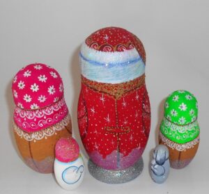 Santa with snowman sparkling nesting Doll Babooshki s