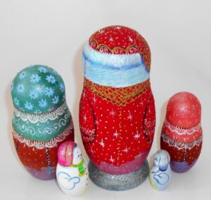 Santa with panda sparkling nesting Doll Babooshki s