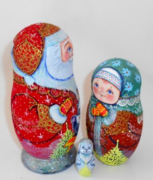 Santa with panda sparkling nesting Doll Babooshki s