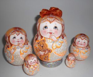 Fatty Angels  Bear  Matty Teddy orange bow babushka Babushka Matryoshka nesting Doll Babooshki Babushkas