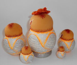 Fatty Angels Bear Matty Teddy orange bow nesting Doll Babooshki s
