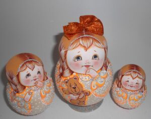 Fatty Angels Bear Matty Teddy orange bow nesting Doll Babooshki s