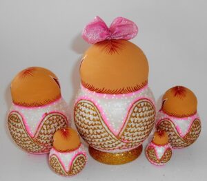 Fatty Angels Bear Matty Teddy pink bow nesting Doll Babooshki s