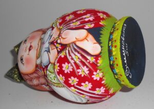Village girl in red Matty with rabbit gold bow nesting Doll Babooshki s