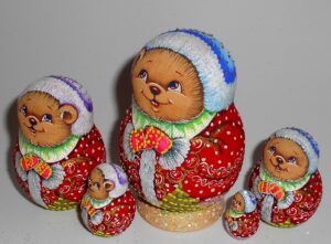 Santa Teddy Bear small nesting Doll Babooshki s