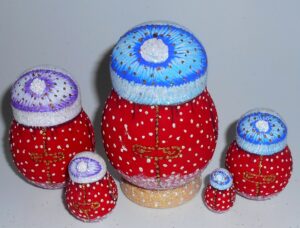 Santa Teddy Bear small nesting Doll Babooshki s