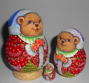 Santa Teddy Bear small nesting Doll Babooshki s