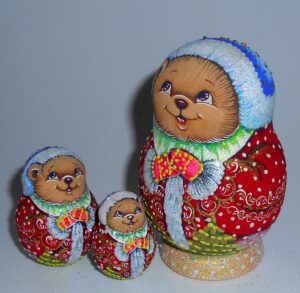 Santa Teddy Bear small nesting Doll Babooshki s
