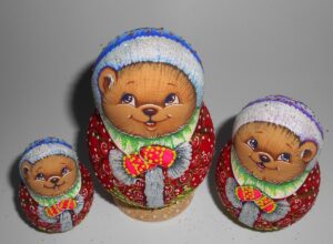 Santa Teddy Bear small nesting Doll Babooshki s