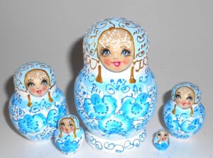 Nata in blue lace dress small Babushka Matryoshka nesting Doll  Babooshki Babushkas