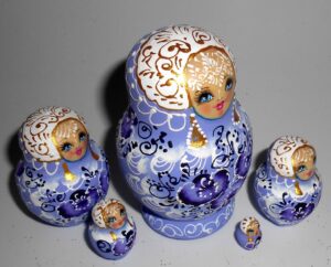 Nata in Dark purple lace dress small nesting Doll Babooshki s