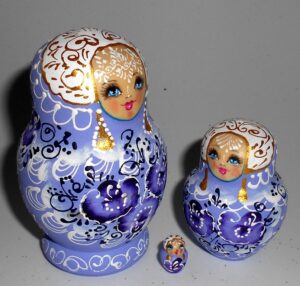 Nata in Dark purple lace dress small nesting Doll Babooshki s
