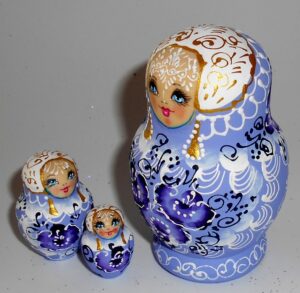 Nata in Dark purple lace dress small nesting Doll Babooshki s
