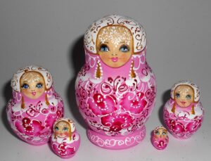 Nata in pink lace dress small Babushka Matryoshka nesting Doll  Babooshki Babushkas